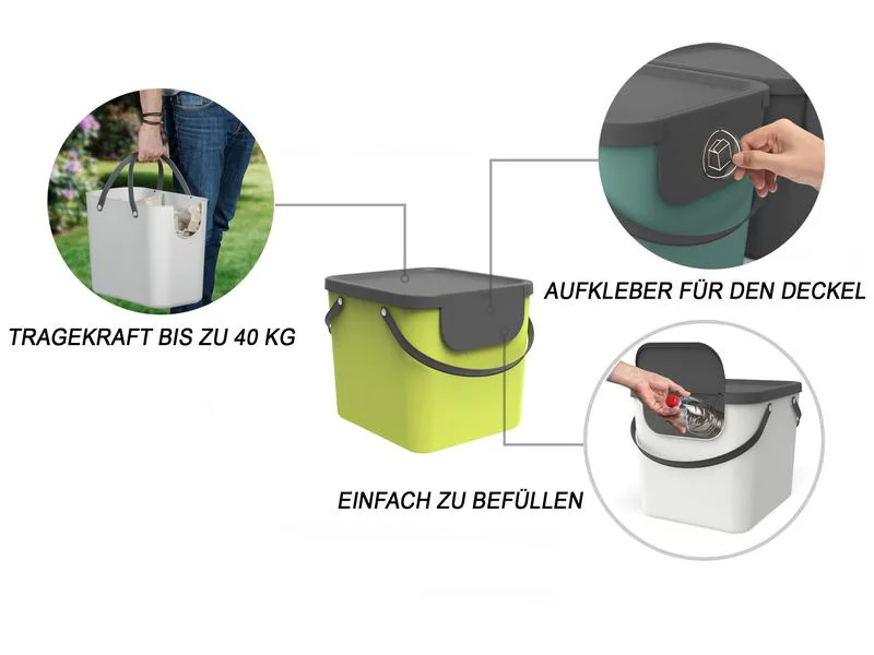 Rotho Recyclingeimer  Albula 40 l, Hellgrün
