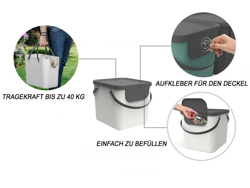 Rotho Recyclingeimer  Albula 40 l, Weiss