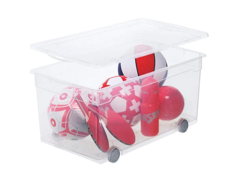 Rotho Aufbewahrungsbox 63 l mit Rollen, Transparent