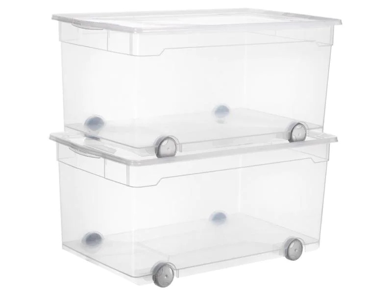 Rotho Aufbewahrungsbox 63 l mit Rollen, Transparent