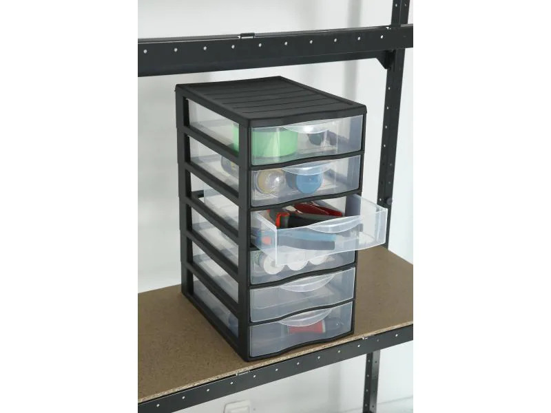 Rotho Schubladenbox Orgamix 6 kleine Schübe, Schwarz