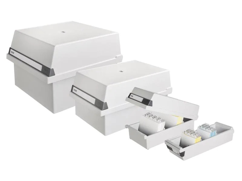 HAN Karteibox A5  Quer, 1300 Karten, Grau