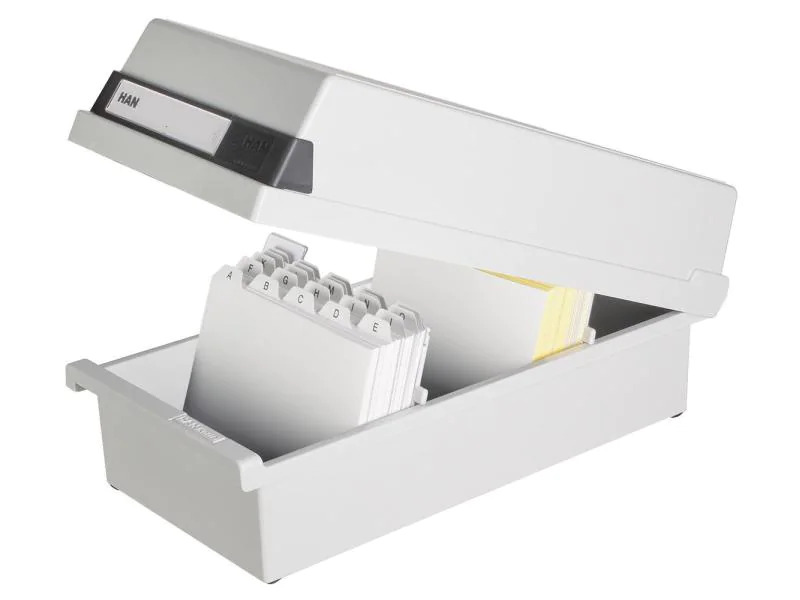HAN Karteibox A6 Quer, 1300 Karten, Grau
