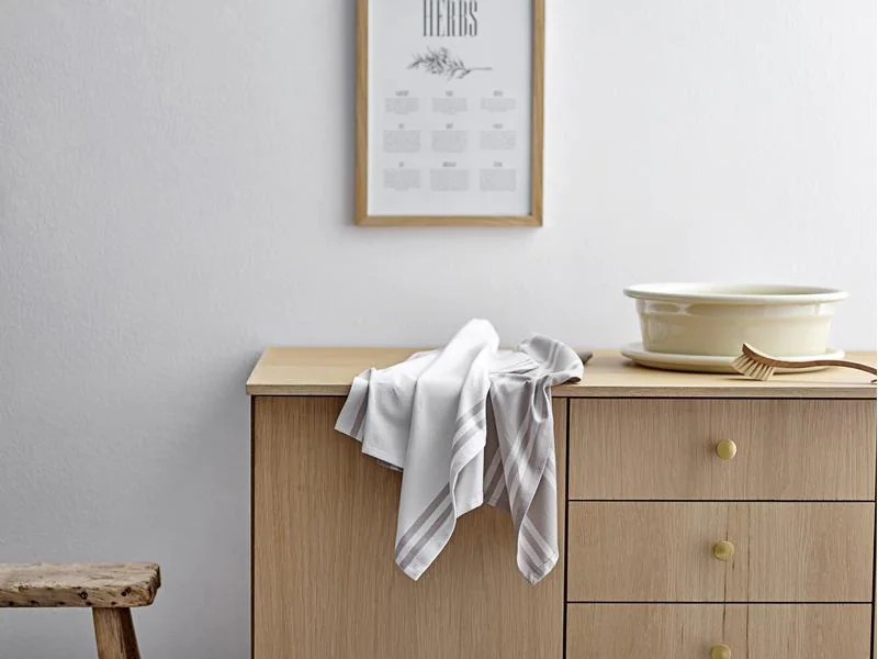 Södahl Geschirrtuch-Set Soft 2 Stück, Beige/Hellgrau