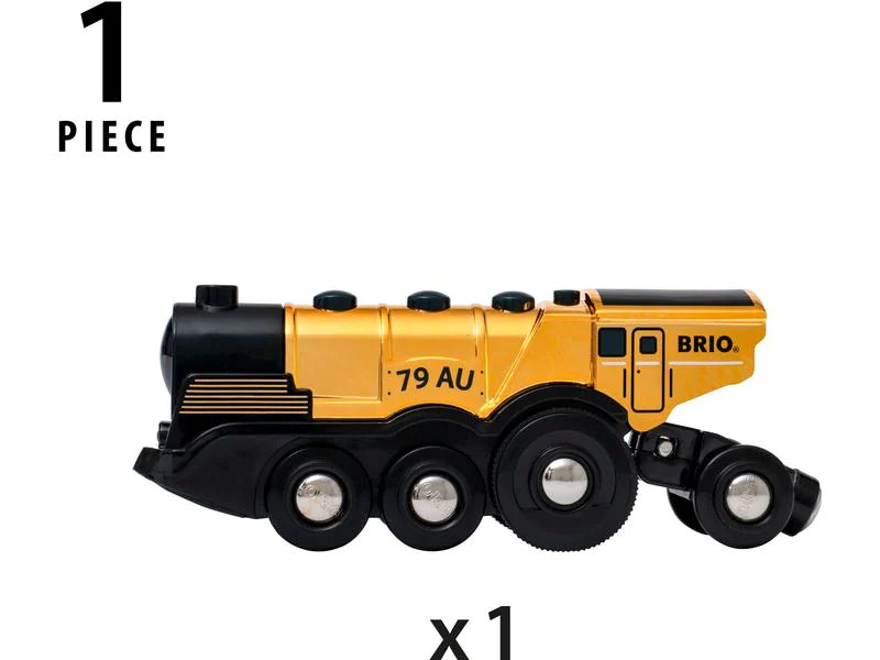 BRIO Eisenbahn Goldene Batterielok mit Licht und Sound