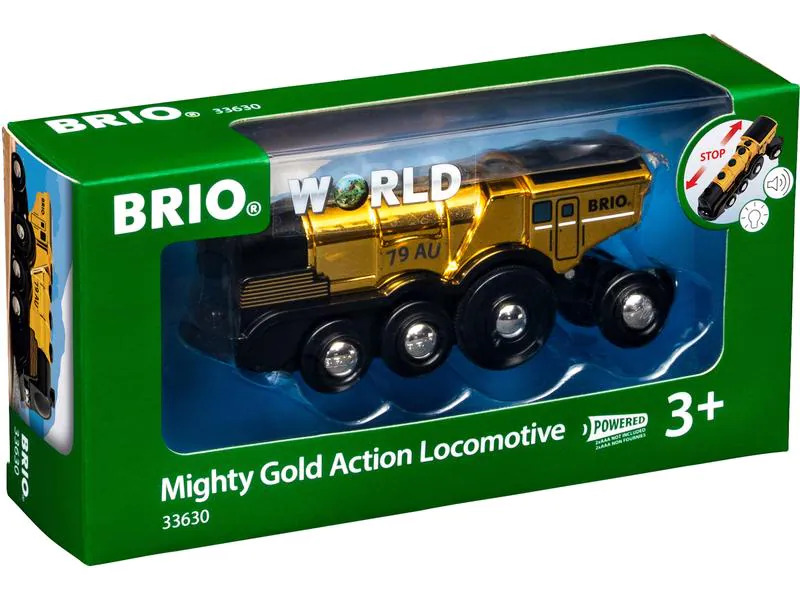 BRIO Eisenbahn Goldene Batterielok mit Licht und Sound