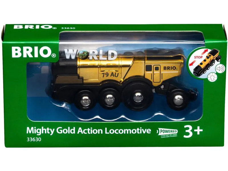 BRIO Eisenbahn Goldene Batterielok mit Licht und Sound