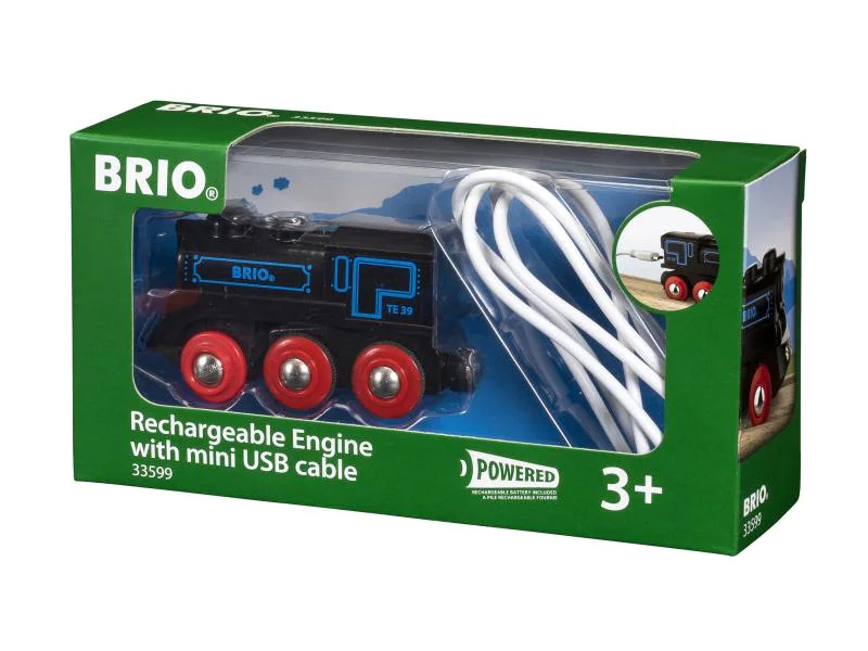 BRIO Eisenbahn Schwarze Akku-Lok mit Mini-USB