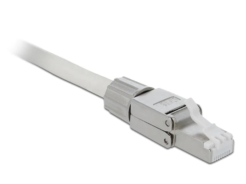Delock Stecker RJ45 Cat.6 1 Stück, Grau, geschirmt, werkzeugfrei