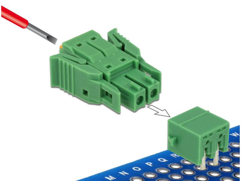 Delock Terminalblock 2Pin, 3,81mm Rastermass horizontal