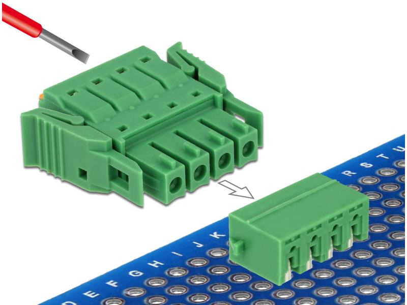 Delock Terminalblock 4Pin, 3,81mm Rastermass horizontal