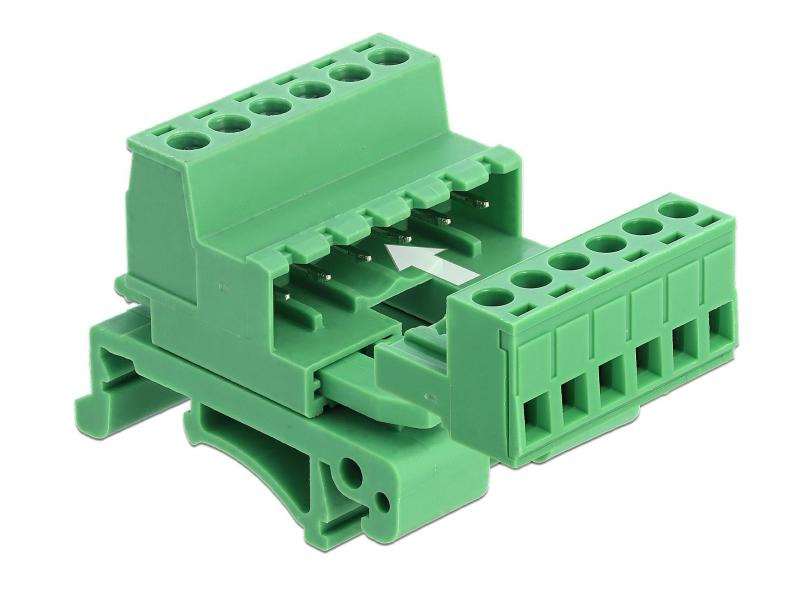 Delock Terminalblock 6 Pin, 5,08mm Rastermass gewinkelt