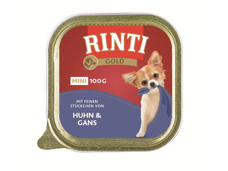 Rinti Nassfutter Gold Mini Huhn &amp; Gans, 16 x 100 g