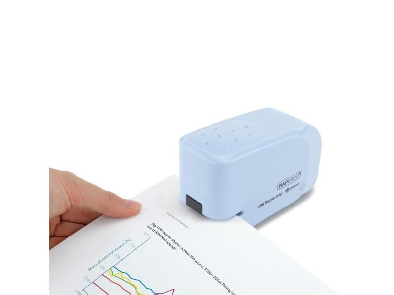 Rapesco Elektrisches Heftgerät 626EL USB/Batterie, Hellblau