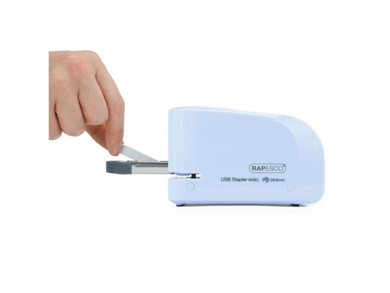 Rapesco Elektrisches Heftgerät 626EL USB/Batterie, Hellblau
