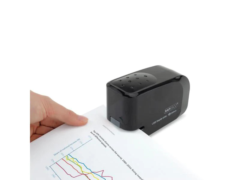 Rapesco Elektrisches Heftgerät 626EL USB/Batterie, Schwarz