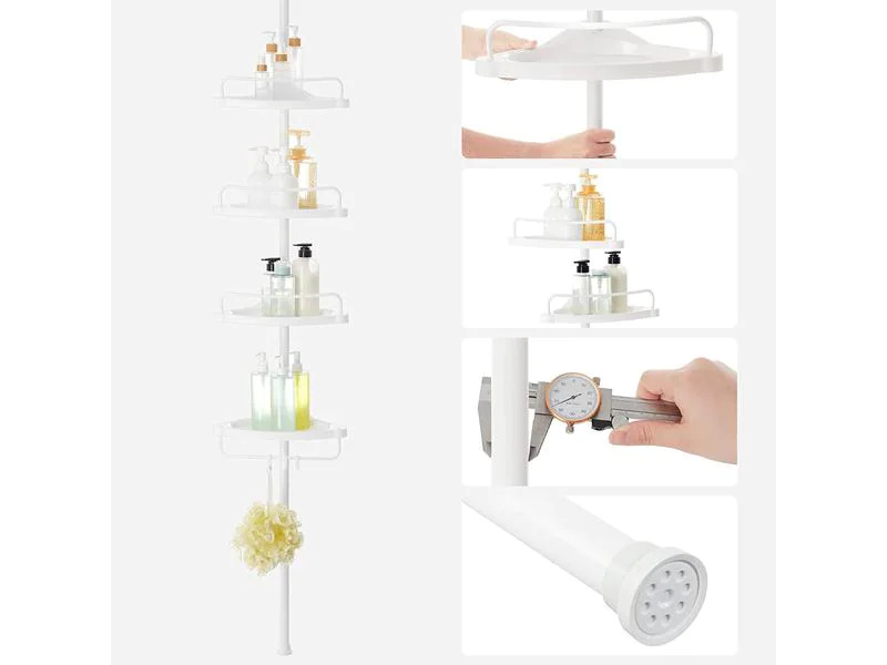 Songmics Duschmittelhalter mit Ablagen Weiss, Stahlrohr