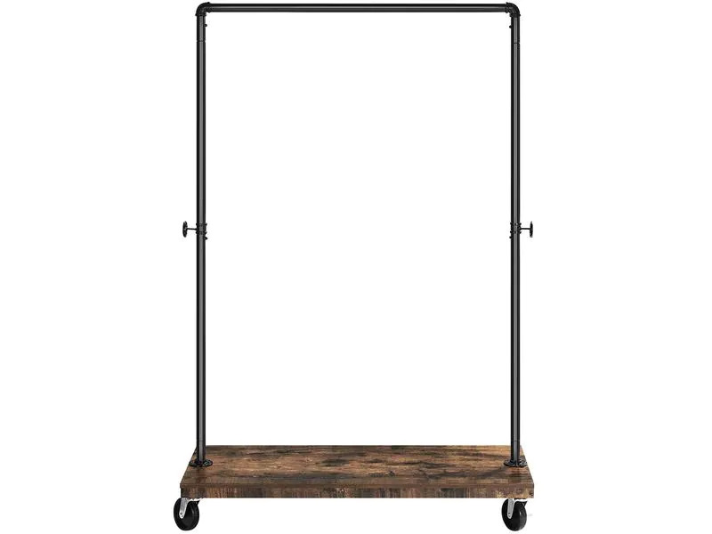 VASAGLE Garderobenständer auf Rollen 162 cm, Dunkelbraun/Schwarz