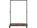 VASAGLE Garderobenständer auf Rollen 162 cm, Dunkelbraun/Schwarz