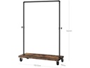 VASAGLE Garderobenständer auf Rollen 162 cm, Dunkelbraun/Schwarz