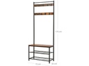VASAGLE Garderobenständer mit Schuhablagen 175 cm, Braun/Schwarz