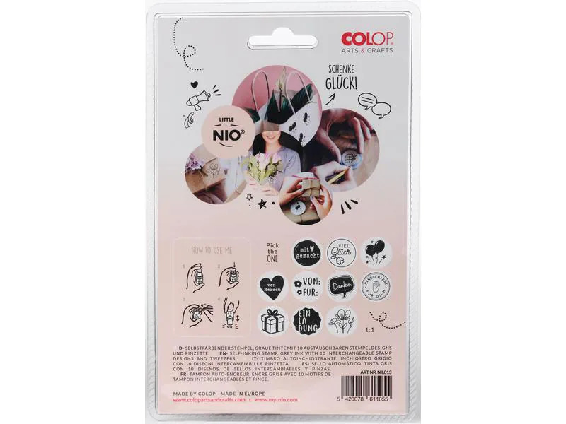 Colop Stempel Little NIO Set deutscher Text, 10-teilig