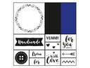 Folia Motivstempel-Set Handmade Schriftzug, Blau/Schwarz