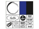 Folia Motivstempel-Set Lettering Schriftzug, Blau/Schwarz