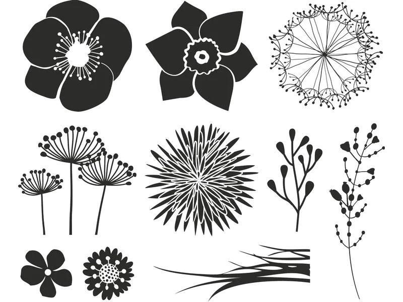 Heyda Motivstempel-Set Blumen 10 Stück, 12 x 10 x 3 cm