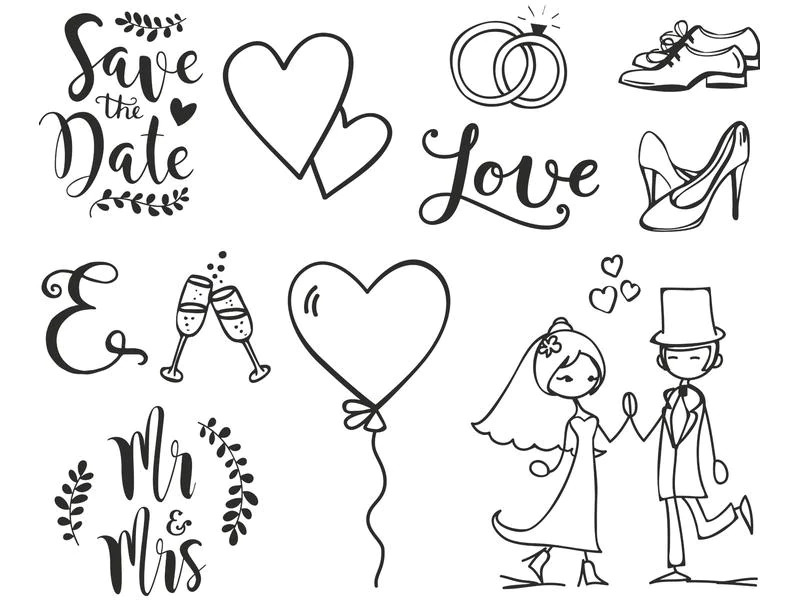 Heyda Motivstempel-Set Hochzeit 11 Stück, 12 x 10 x 3 cm