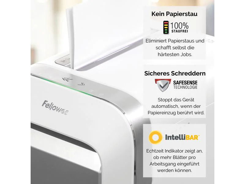Fellowes Aktenvernichter LX221 P-5, 20 Seiten, Weiss