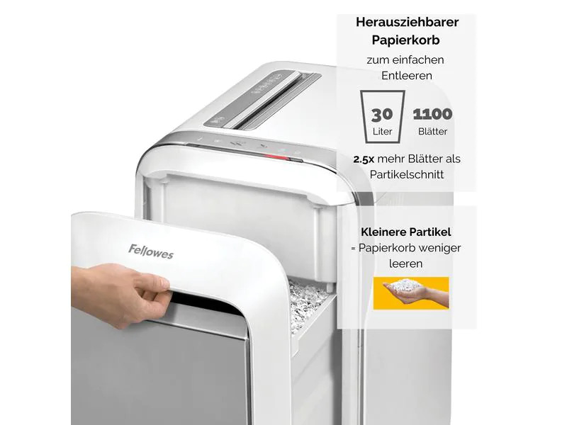 Fellowes Aktenvernichter LX221 P-5, 20 Seiten, Weiss