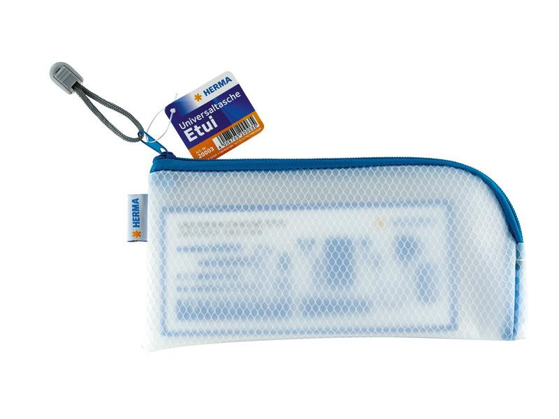 HERMA Etui Mesh Bag 23 x 11 cm, Blau/Weiss