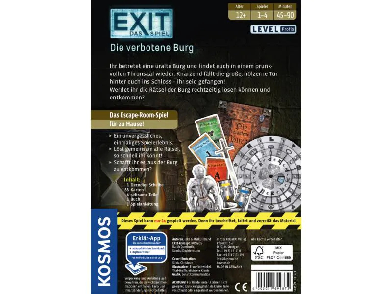 Kosmos Kennerspiel EXIT: Die Verbotene Burg