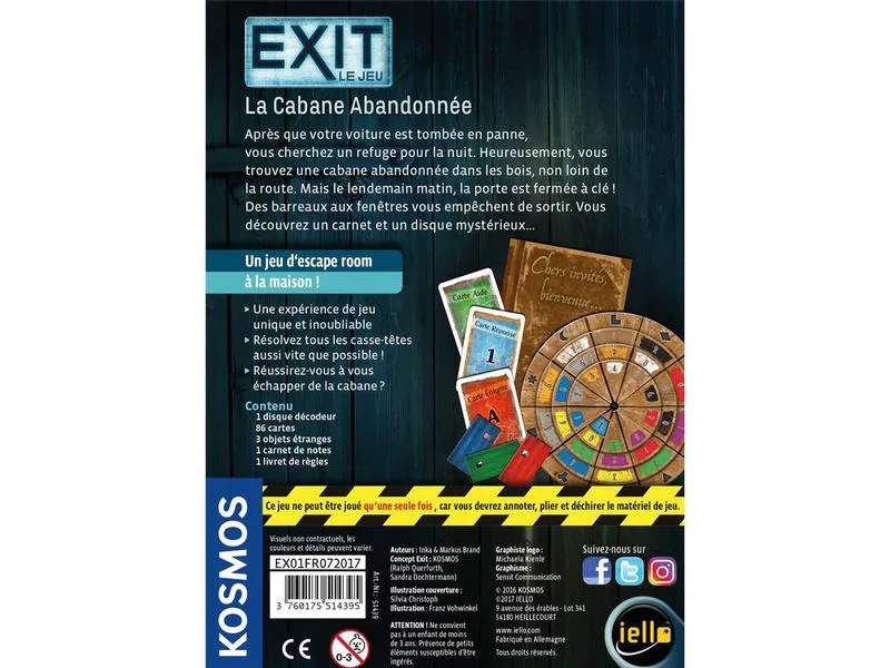 Kosmos Kennerspiel EXIT: La Cabane Abandonnée