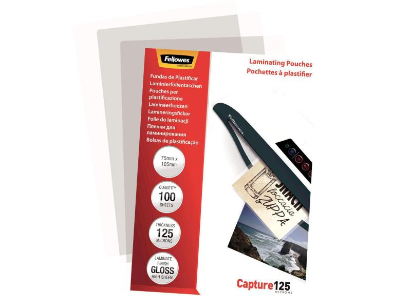 Fellowes Laminierfolie 75 x 105 mm, 125 µm, 100 Stück, Glänzend