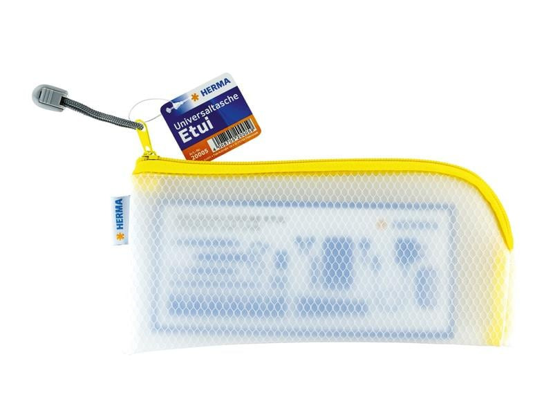 HERMA Etui Mesh Bag 23 x 11 cm, Gelb/Weiss