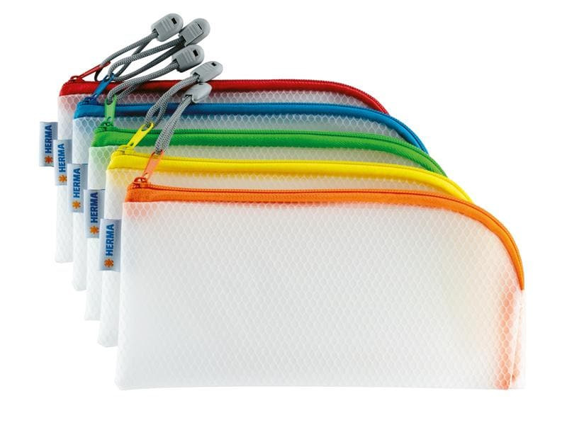 HERMA Etui Mesh Bag 23 x 11 cm, Gelb/Weiss