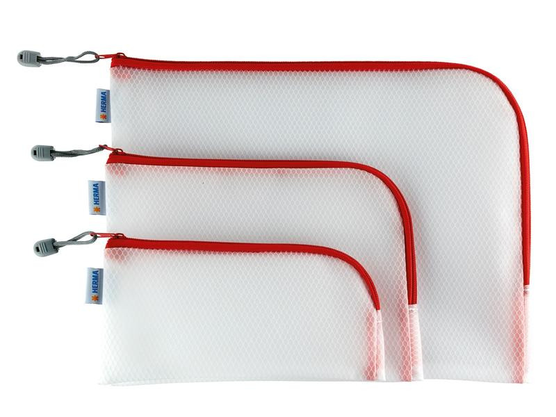 HERMA Etui Mesh Bag 23 x 11 cm, Rot/Weiss