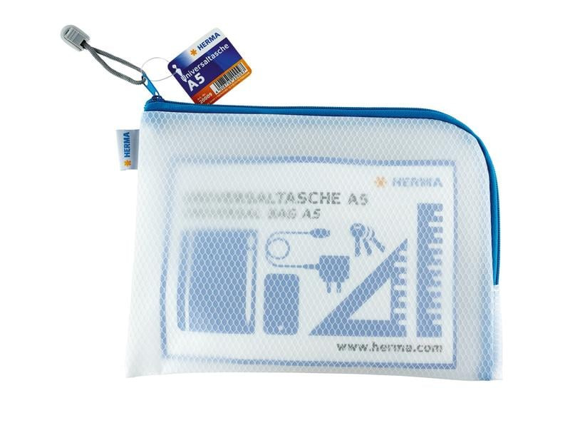 HERMA Etui Mesh Bag 26 x 20 cm, Blau/Weiss