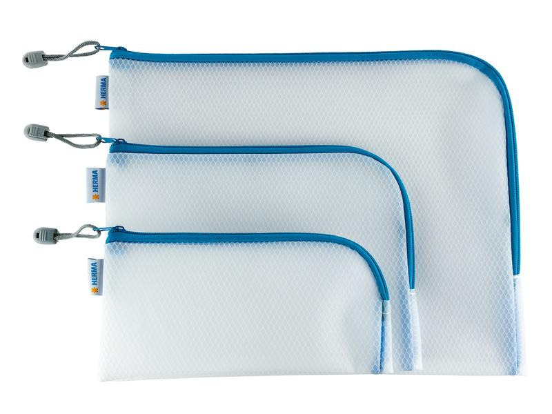 HERMA Etui Mesh Bag 26 x 20 cm, Blau/Weiss