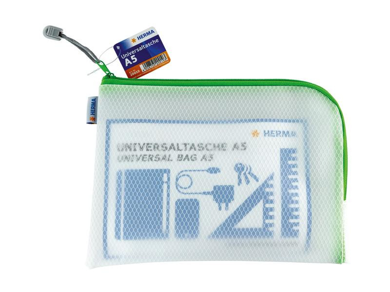HERMA Etui Mesh Bag 26 x 20 cm, Grün/Weiss