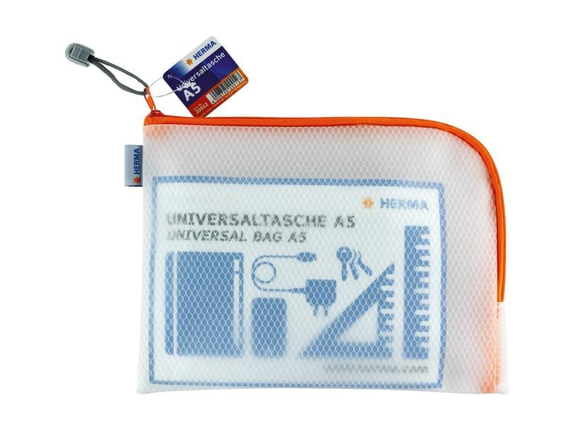 HERMA Etui Mesh Bag 26 x 20 cm, Orange/Weiss
