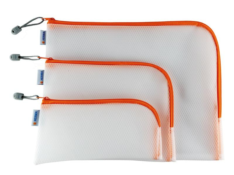 HERMA Etui Mesh Bag 26 x 20 cm, Orange/Weiss