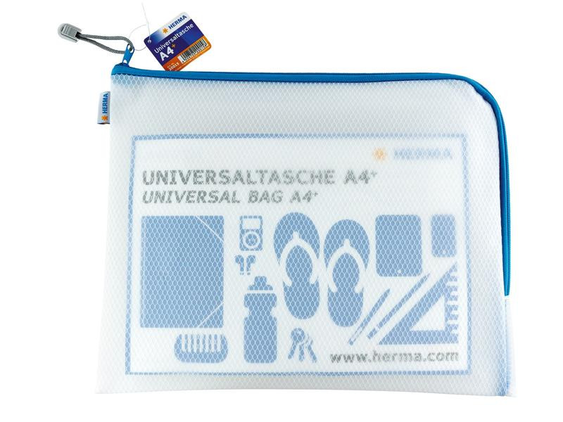 HERMA Etui Mesh Bag 36 x 28 cm, Blau/Weiss