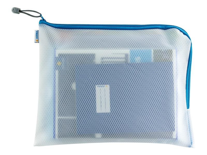 HERMA Etui Mesh Bag 36 x 28 cm, Blau/Weiss