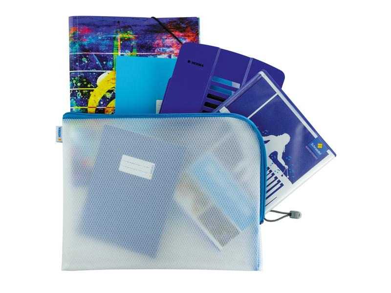 HERMA Etui Mesh Bag 36 x 28 cm, Blau/Weiss
