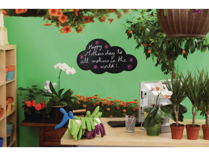 Securit Kreidetafel Silhouette Cloud mit Klett, Schwarz