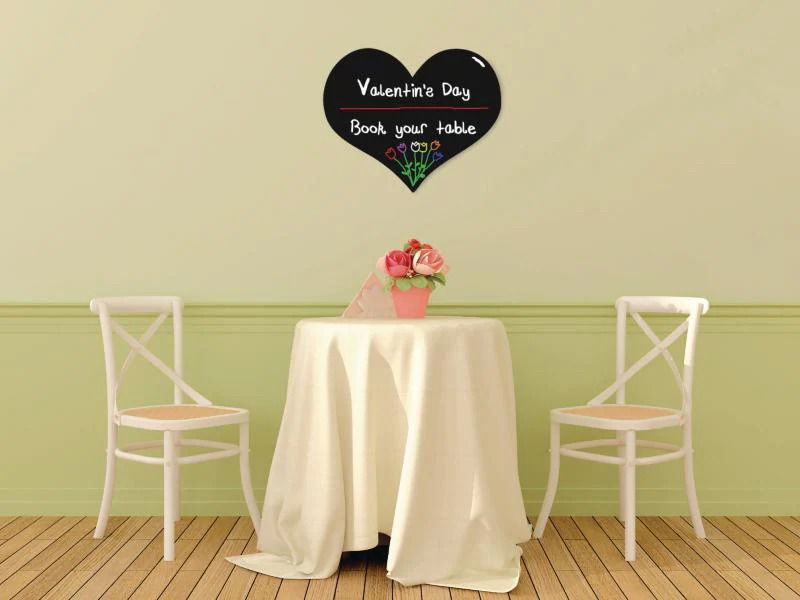 Securit Kreidetafel Silhouette Heart mit Klett, Schwarz
