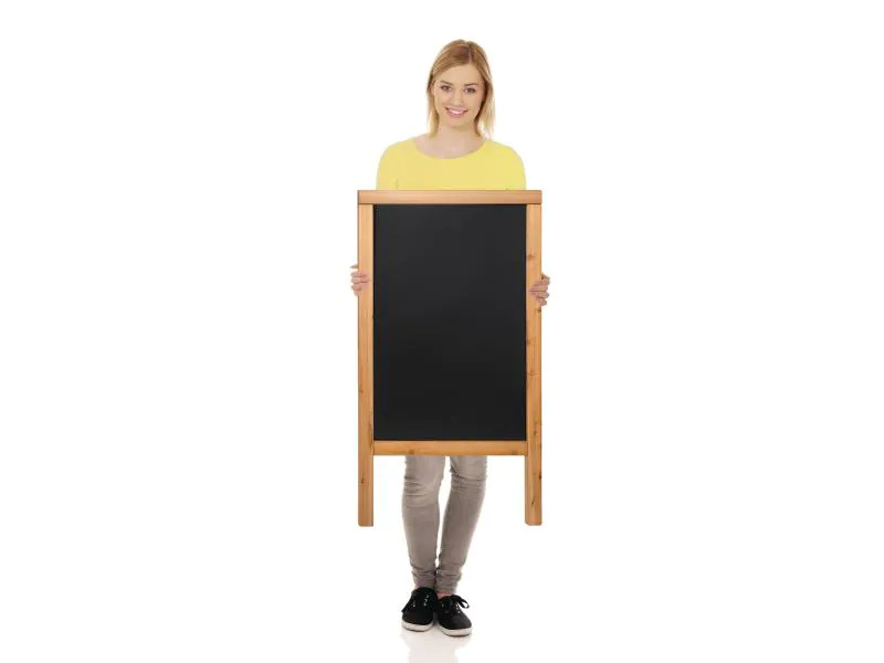 Securit Kreidetafel Teak Finish 55 x 85 cm Schwarz/Hellbraun